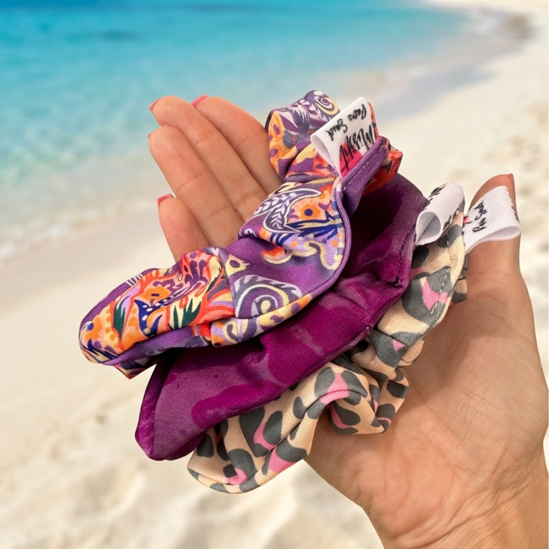 scrunchies X 3 barroco morado-animal pink-camelia