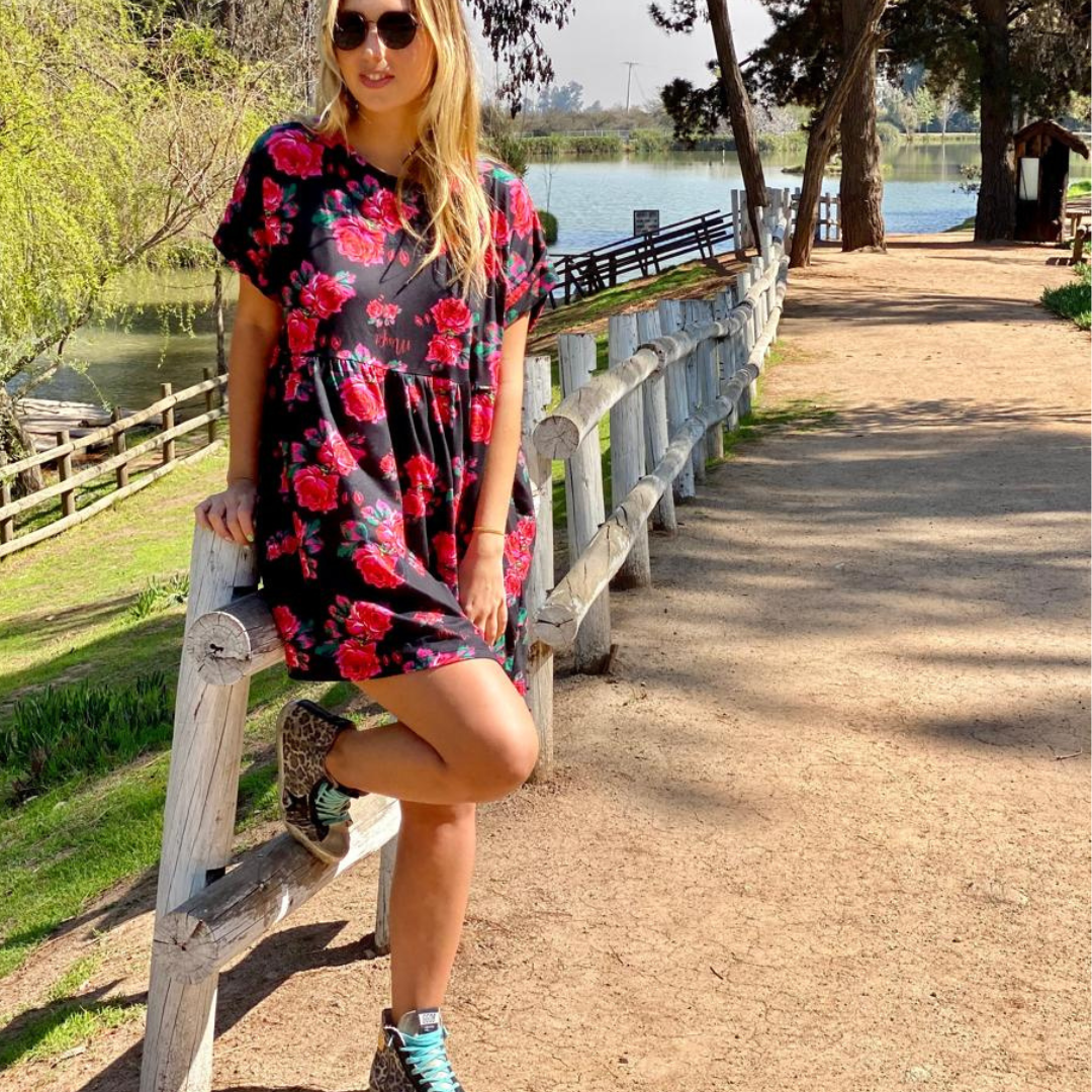 vestido tamara flores negras