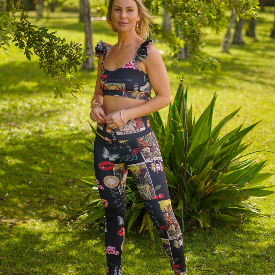 conjunto deportivo milagro negro top vueltos + calza