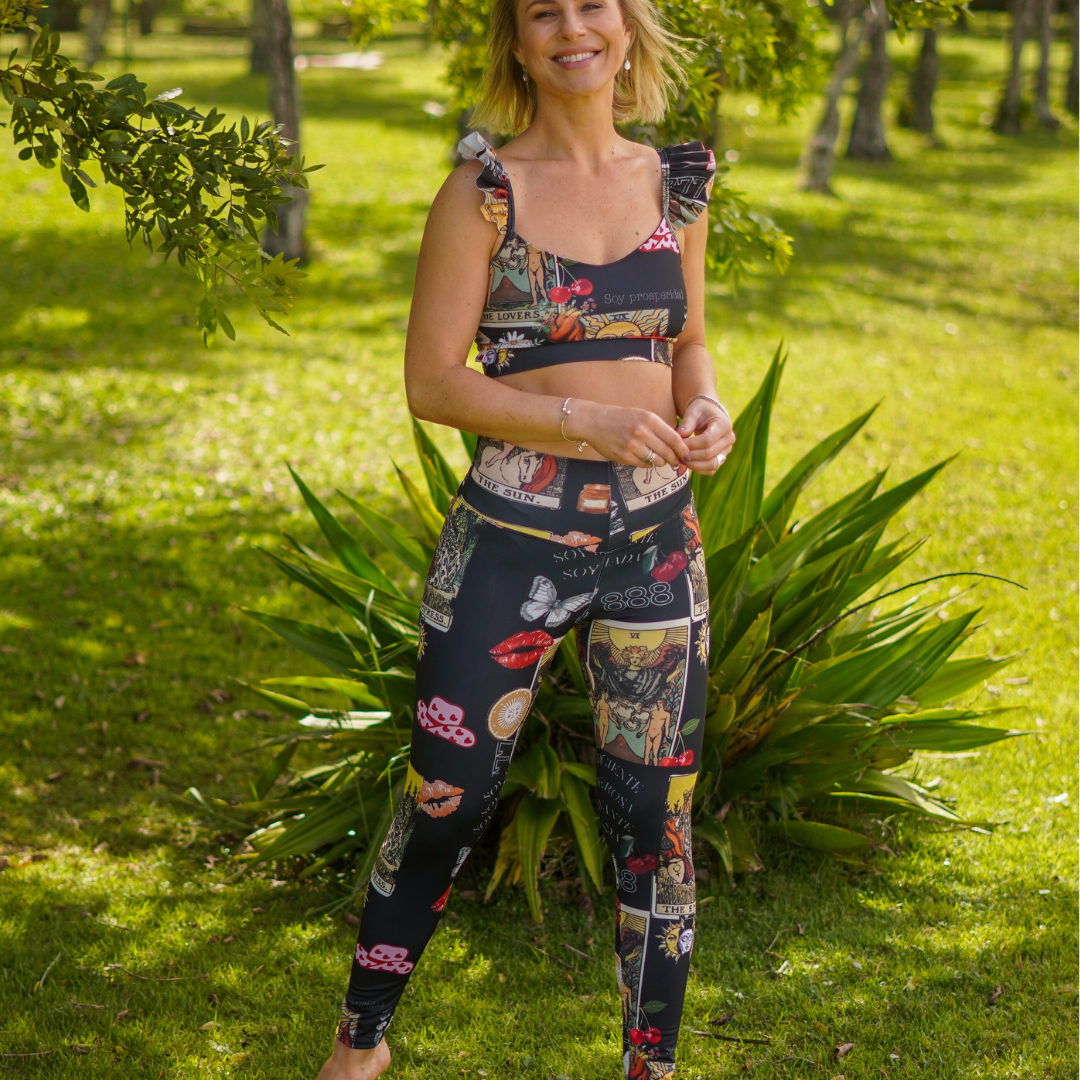 conjunto deportivo milagro negro top vueltos + calza