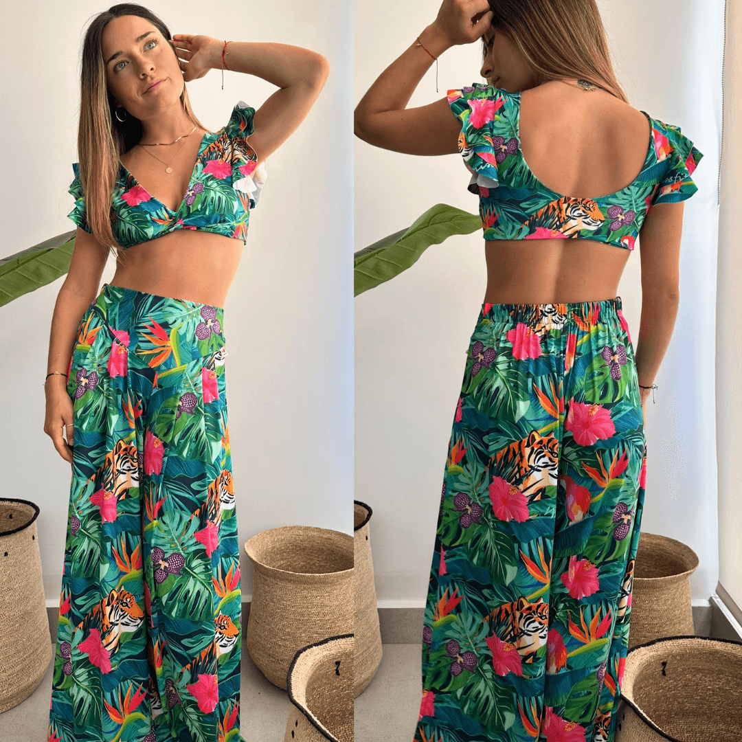 Conjunto jungla top dalila + palazzo