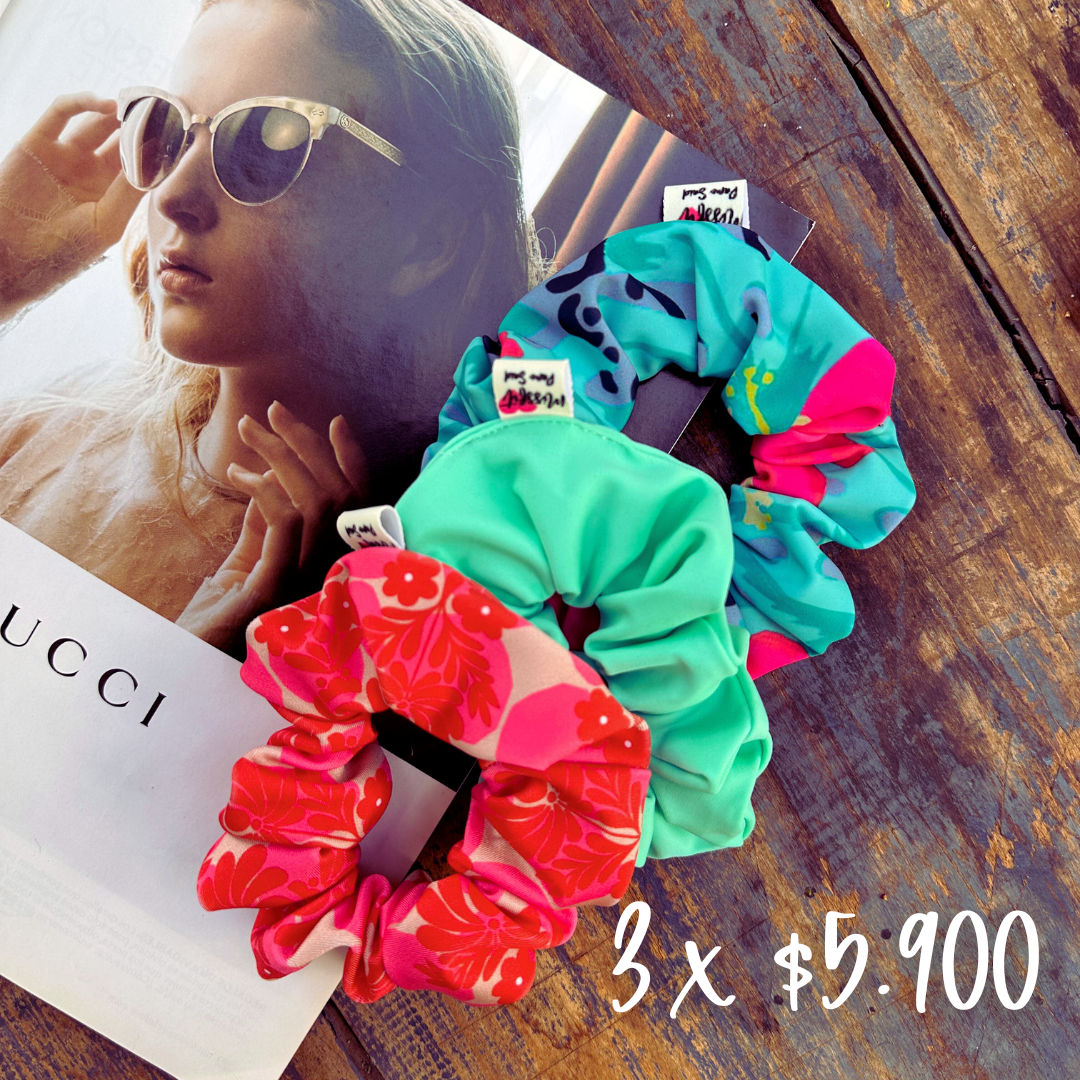 Scrunchies x 3 camelia - turquesa - musa