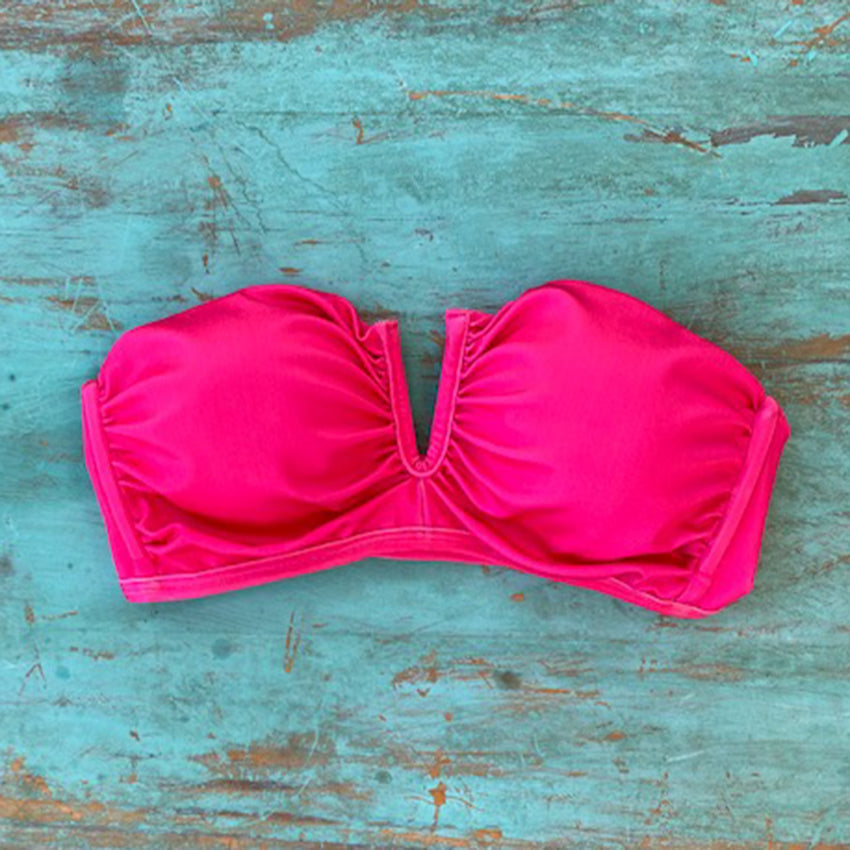 PETO STRAPLESS V - Fucsia Fluor