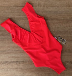 traje de baño vuelitos damasco fluor