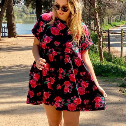 vestido tamara flores negras