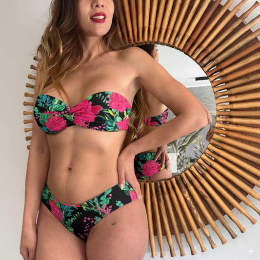 conjunto negro mix top strapless cruzado + culotte unless