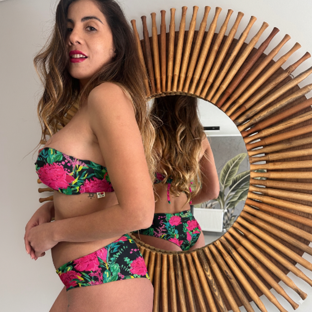 conjunto negro mix top strapless cruzado + culotte unless