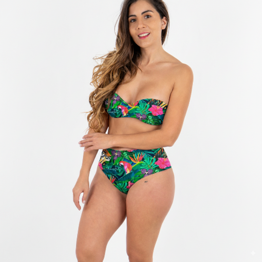 conjunto jungla strapless cruzado + pantaleta hotpans