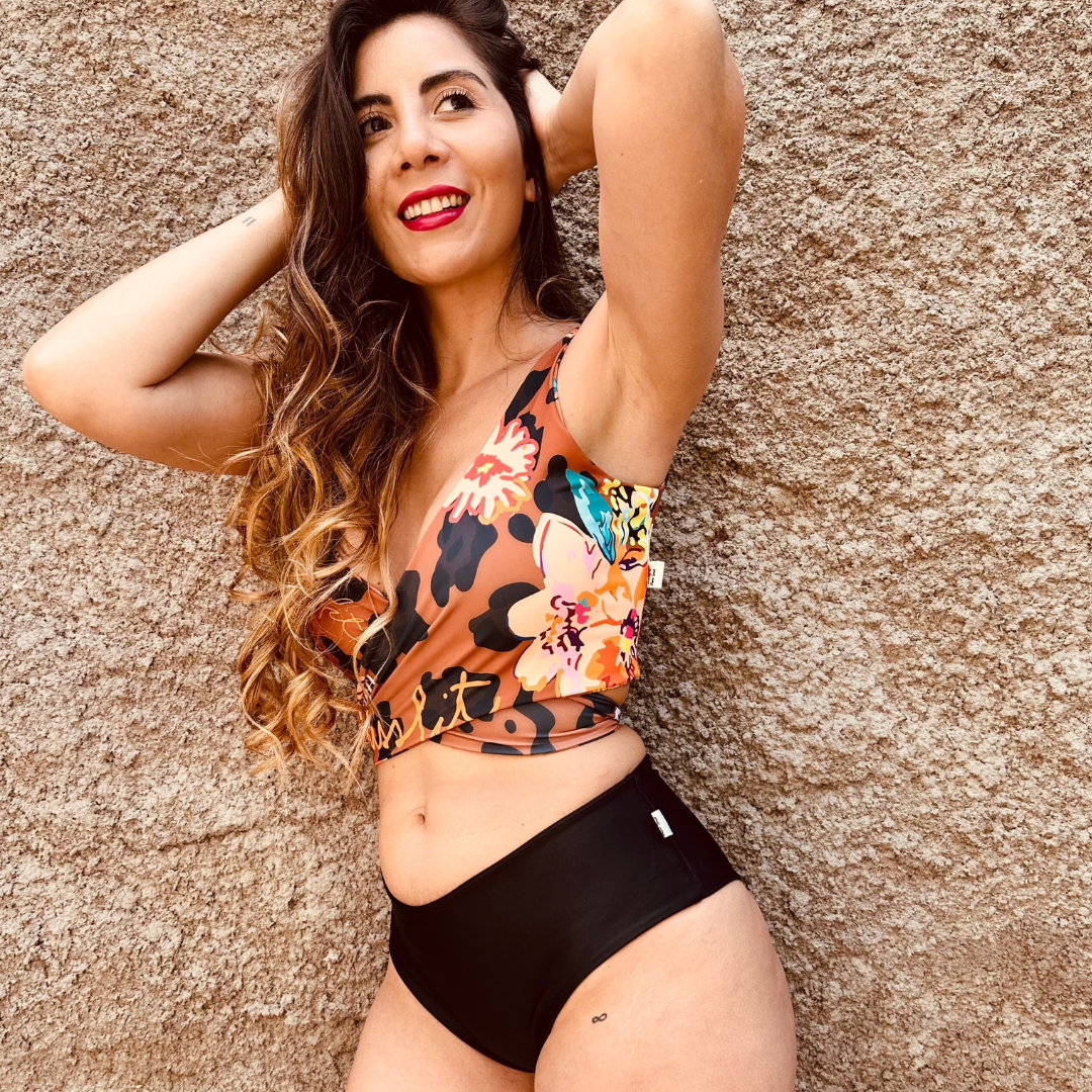 Conjunto tankini top gepard fashion + pantaleta upless negro