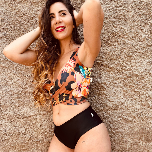 Conjunto tankini top gepard fashion + pantaleta upless negro