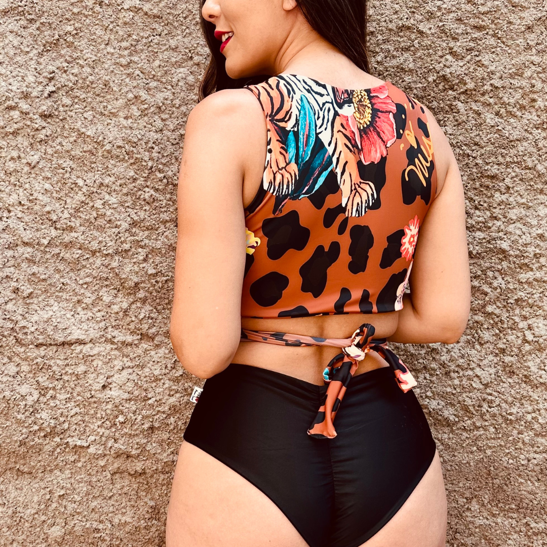 Conjunto tankini top gepard fashion + pantaleta upless negro