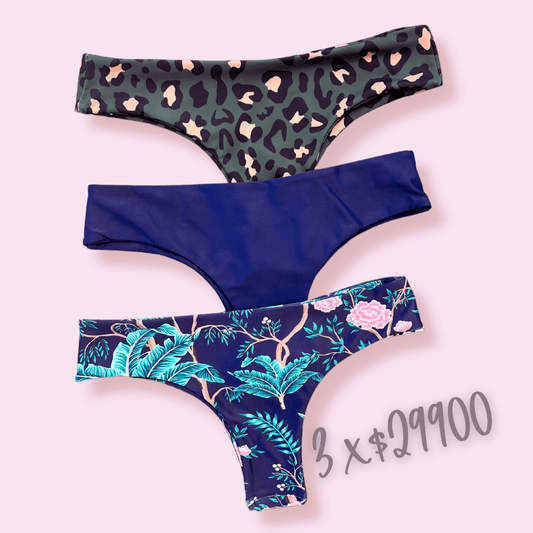 pack 3 bottoms x 29900/ animal green-azul marino- Jardin