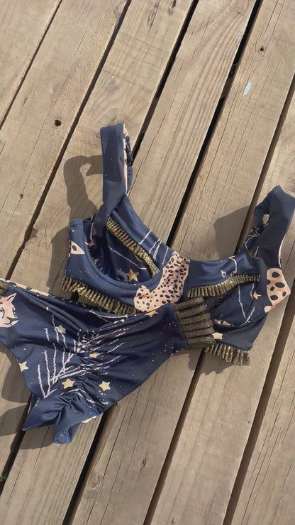 Conjunto blue star   peto pin up  largo + culotte upless pabilo