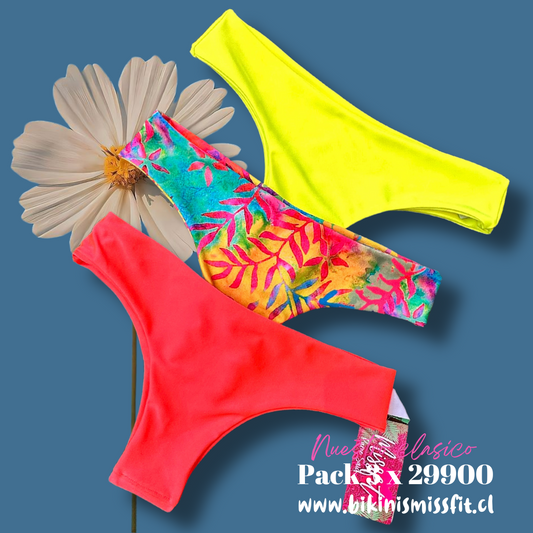 pack 3 bottoms x 29900/ fluor-bamboo-damasco fluor